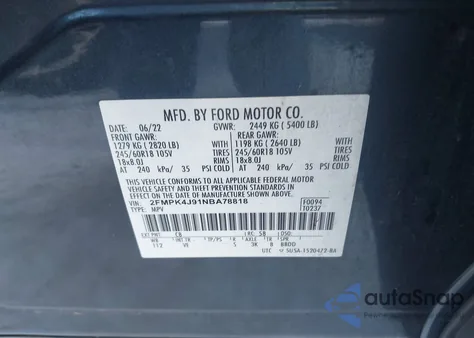 2022 Ford Edge Sel from USA, damaged, VIN 2FMPK4J91NBA78818